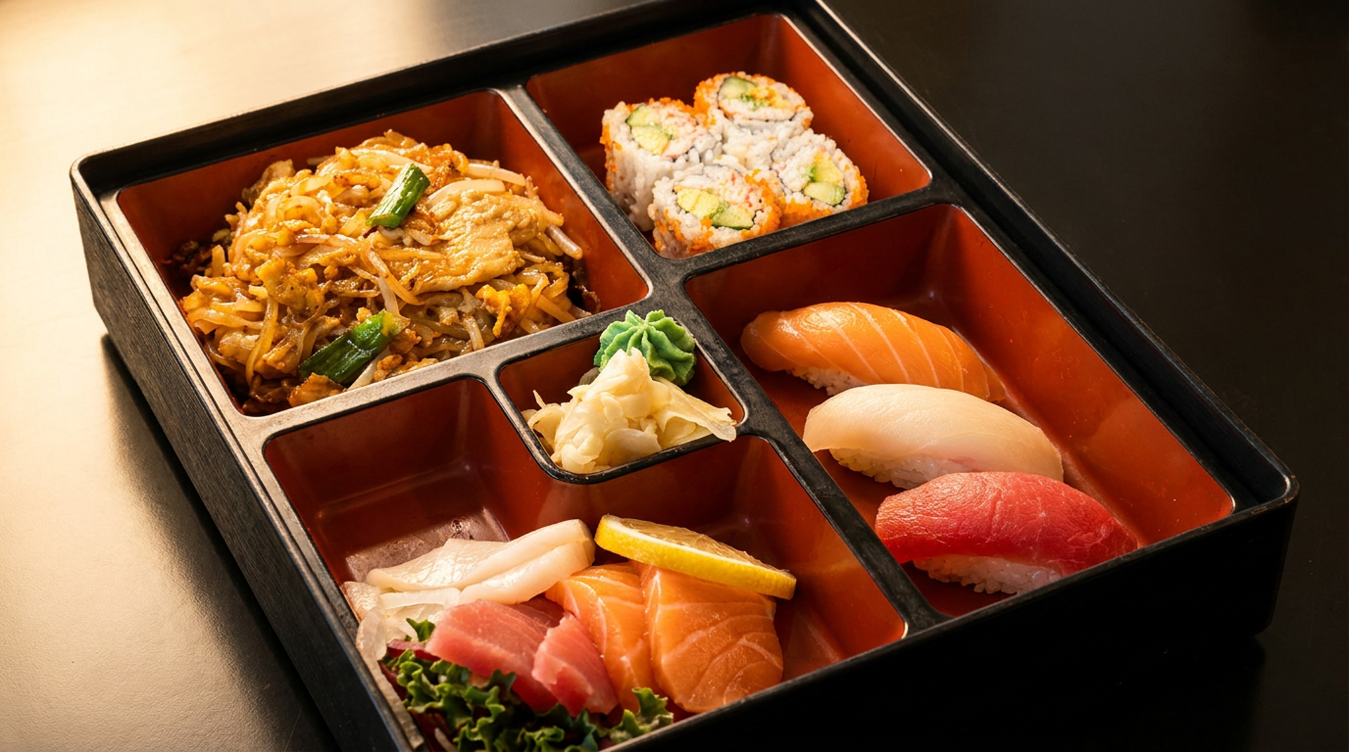 Lunch bento, dinner sushi, or delivery tonight